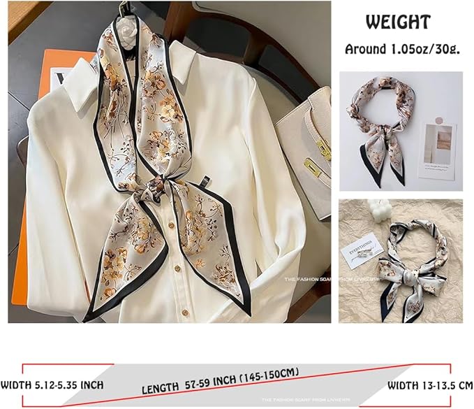 Livrerpi Silk Feeling Head Scarf Fashion Satin Hair Scarf Square Long Scarves for Women Gifts