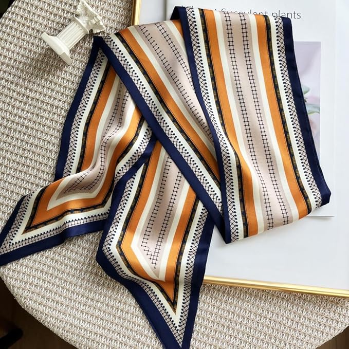 Silk Head Scarf for Hair Fashion Headwrap for Women Lightweight Neck Tie