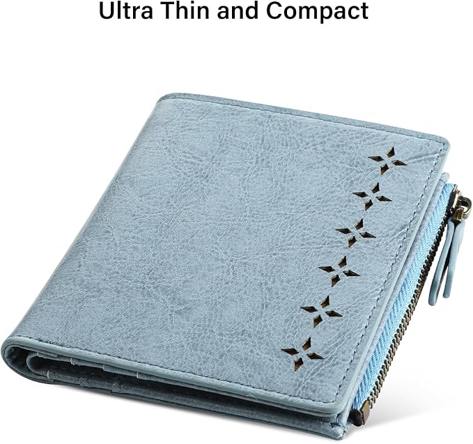 Lavemi Ultra Thin Small Compact Leather Womens Girls Wallets RFID Blocking Credit Card Holder for Women