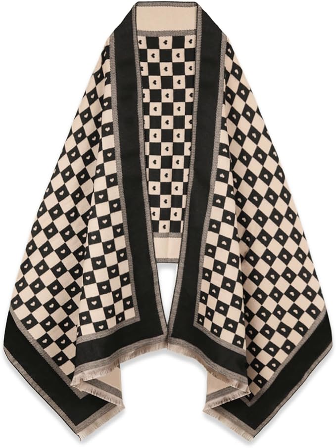 EXTREE Scarfs for Women Pashmina Silky Shawl Wrap for Evening Dressing Blanket Open Front Poncho Cape