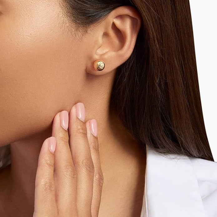FAMARINE Dot Earrings Gold Silver Stud Earrings for Women Flat Round Earring Minimalist Earring