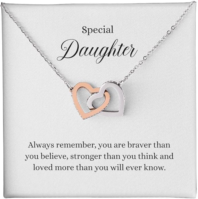 VIRAGIL To My Daughter Gift Necklace From Dad or Mom - Badass Daughter Jewelry With Heartfelt Message & Elegant Box