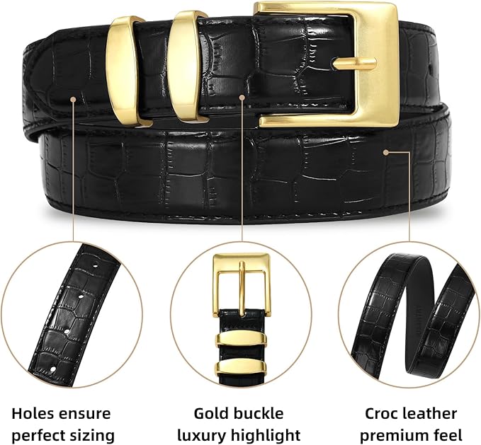 Women's Belt Fashion Buckle Premium Synthetic Leather Ladie Belts for Jeans Minimalist Design Gifts for Women