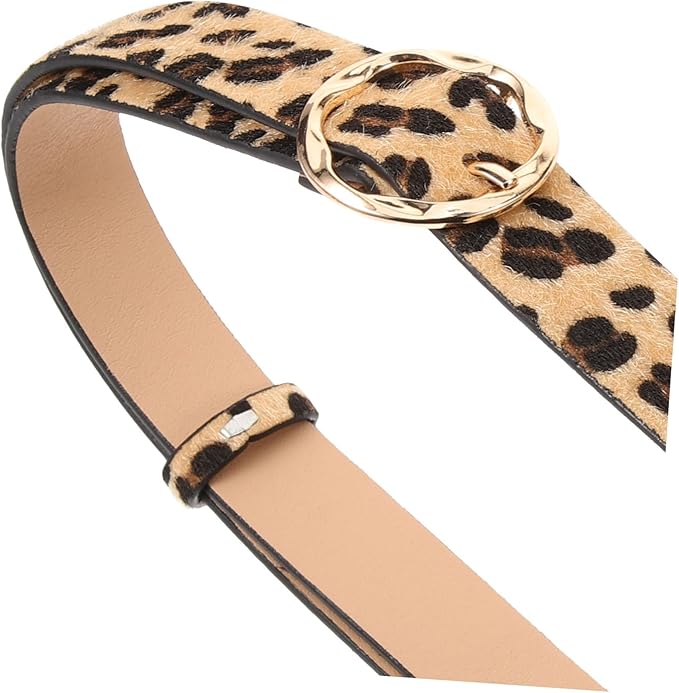 Leopard Belts for Jeans Pants Dress, Genuine Leather Belts, Vintage Chic Waist Belts for Women Men