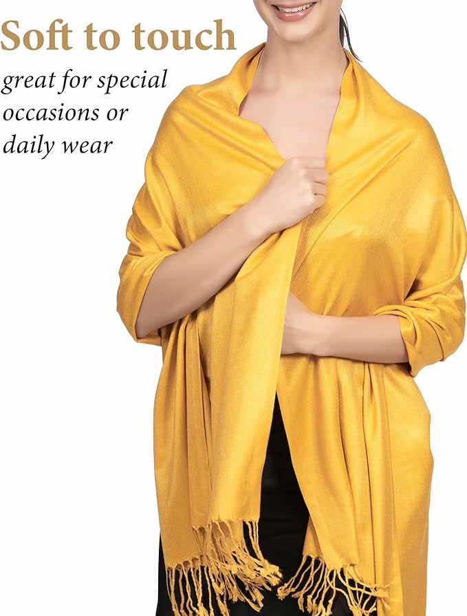 Achillea Soft Silky Pashmina Scarf for Women – Shawl Wrap for Evening Dresses, Bridesmaids, Weddings & Everyday Wear