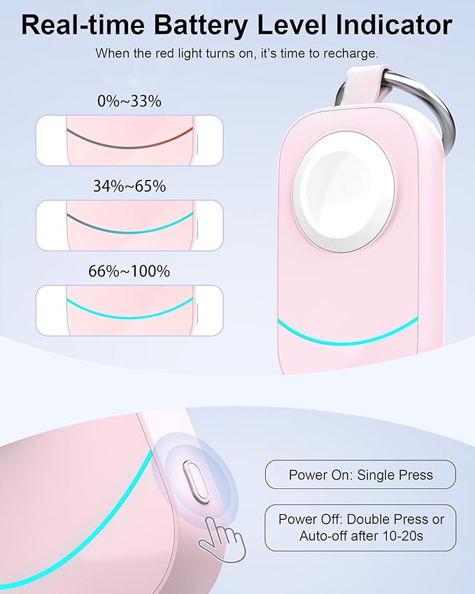 Valentines Day Gifts for Her Pink - Gifts for Women, Wife, Teen Girls - Portable Charger with Keychain for Apple Watch