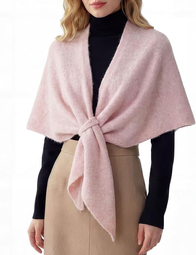 RIIQIICHY Shawl Wrap Women Pashmina Triangle Cape Knit Sweater Scarf for Fall Winter Fashion Accessory