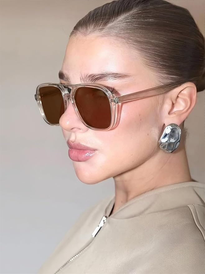 Retro Aviator Sunglasses for Women Men 2026 Square Top Bar Sun Glasses Sunnies 70s Lightweight Shades
