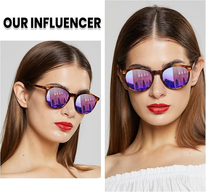 DUCO Polarized Sunglasses for Women Retro Round Women's Sunglasses Classic Vintage UV400 Shades DC1230