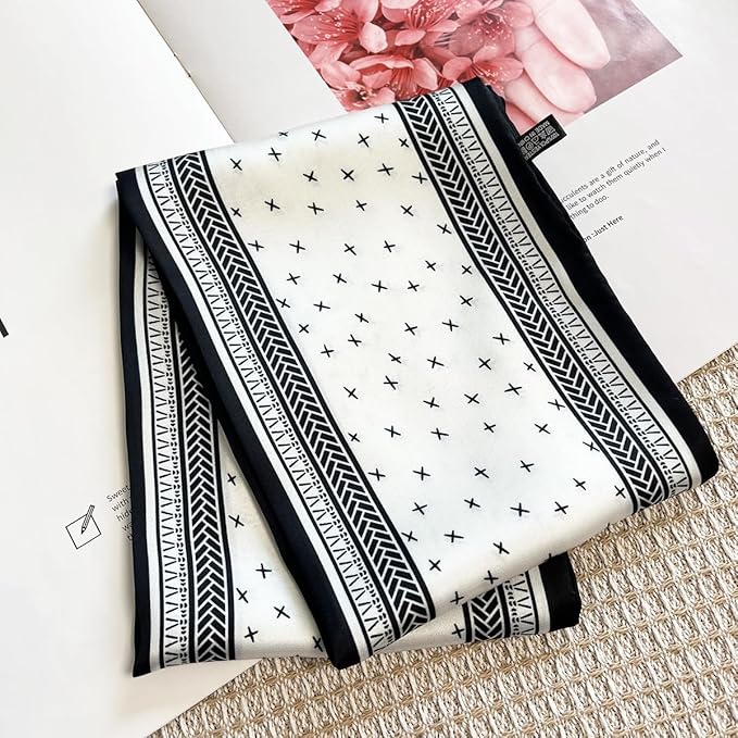Silk Head Scarf for Hair Fashion Headwrap for Women Lightweight Neck Tie