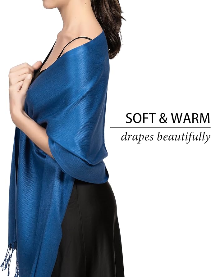 Achillea Soft Silky Pashmina Scarf for Women – Shawl Wrap for Evening Dresses, Bridesmaids, Weddings & Everyday Wear