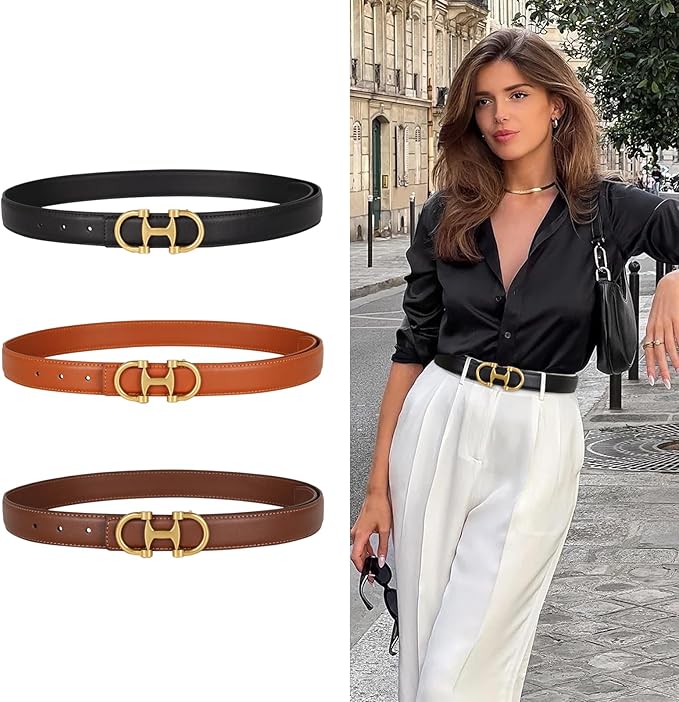 Relang Women's Belts with Gold Buckle, Fashion Waist Band, Elegant Ladies' Belt, Gift for Women