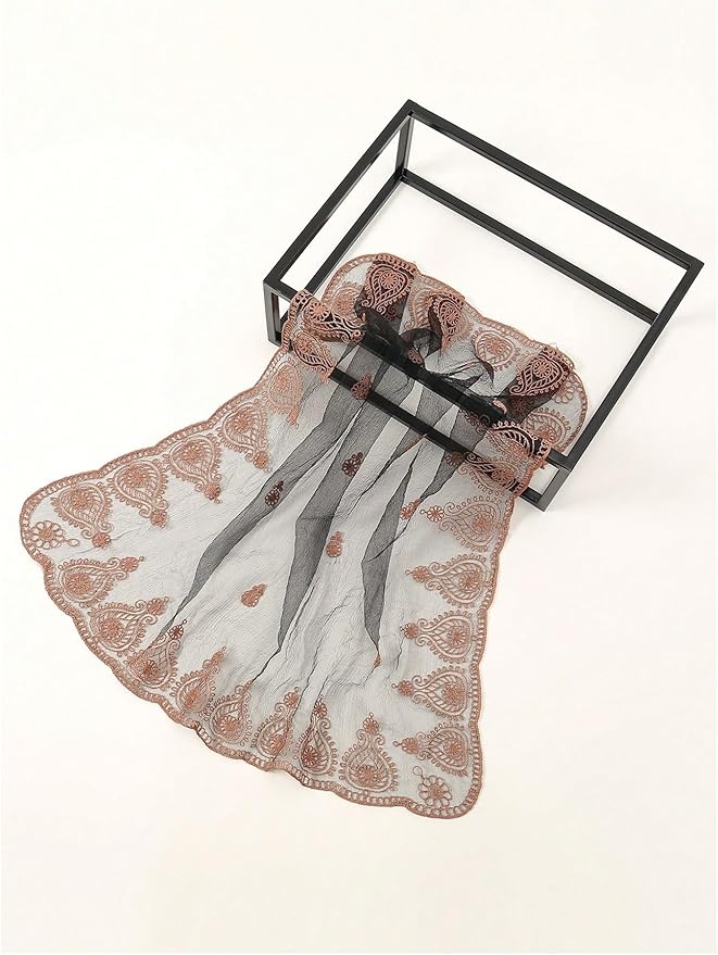 Floerns Women's Flower Embroidery Hair Scarf Headband Sheer Lace Hair Bandana