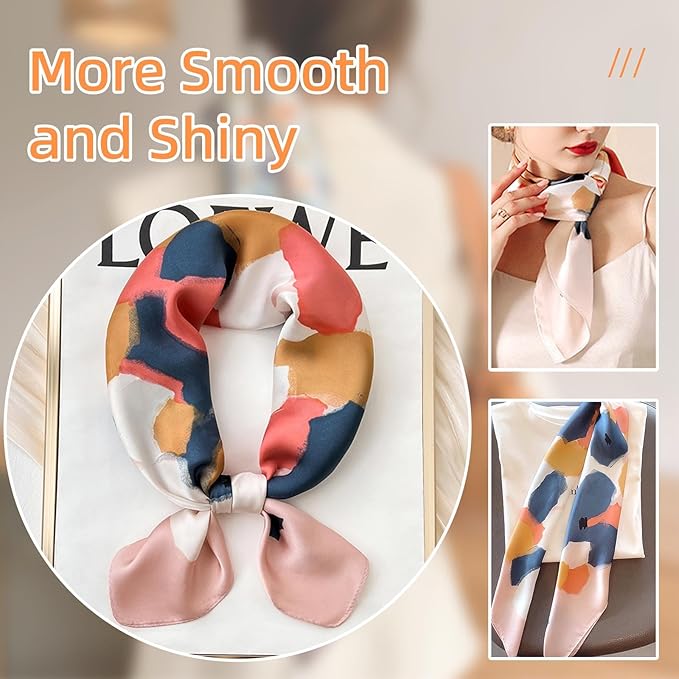 Dailyacc Hair Bandanas Scarf For Women Lightweight Fashion Neck Silk Satin Head Scarves For Sleeping Handbags Scarf