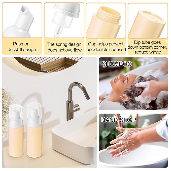 Zhehao 80 Pcs Lash Shampoo Bottle Brushes Kit 20 Foam Pump Dispensers 20 Lash Shampoo Brushes 20 Eyelash Aftercare Bag 20 Cleaning Pipes, Eyelash Extension Supplies(Gold)