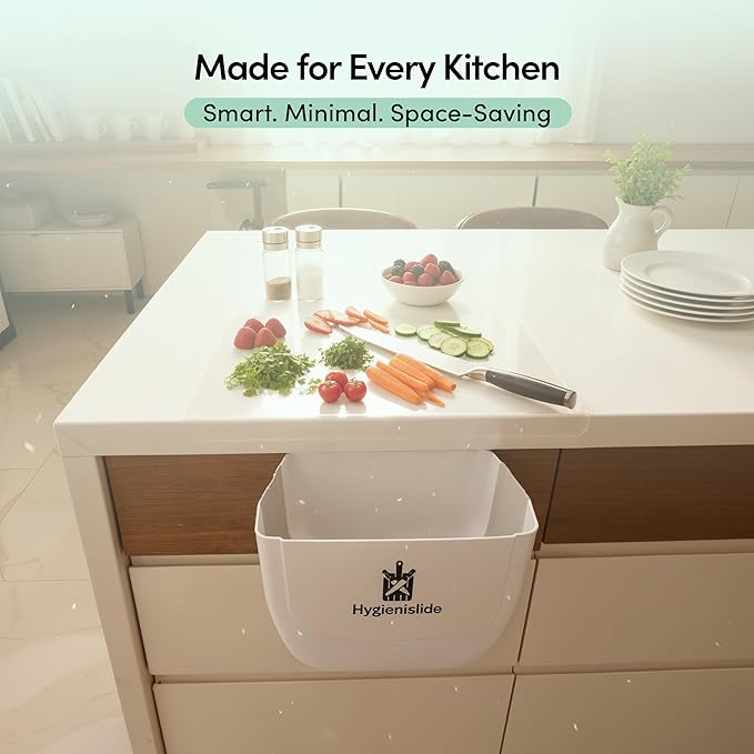 2-in-1 Clear Acrylic Cutting Board with Bin & counter lip – Extra Large countertop acrylic board 23.8 x 17.7 in (60 x 45 cm), Mess-Free, Space-Saving Chopping Board for Kitchen