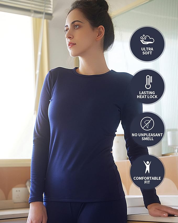 WEERTI Thermal Underwear for Women Long Johns with Fleece Lined Base Layer Women Cold Weather Top Bottom
