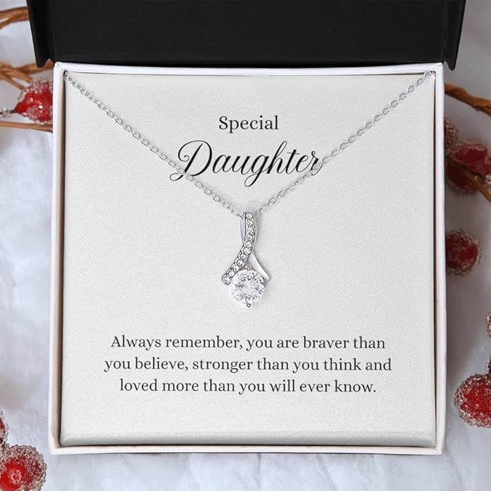 VIRAGIL To My Daughter Gift Necklace From Dad or Mom - Badass Daughter Jewelry With Heartfelt Message & Elegant Box