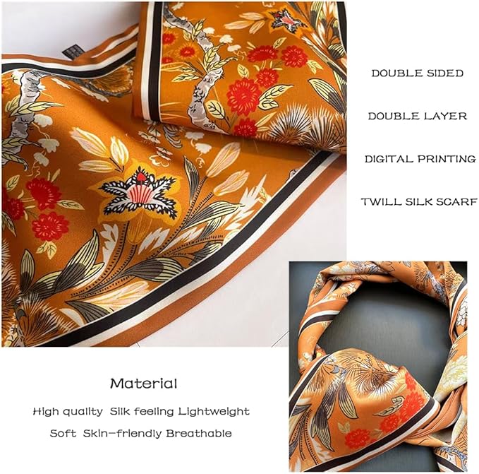Livrerpi Silk Feeling Head Scarf Fashion Satin Hair Scarf Square Long Scarves for Women Gifts