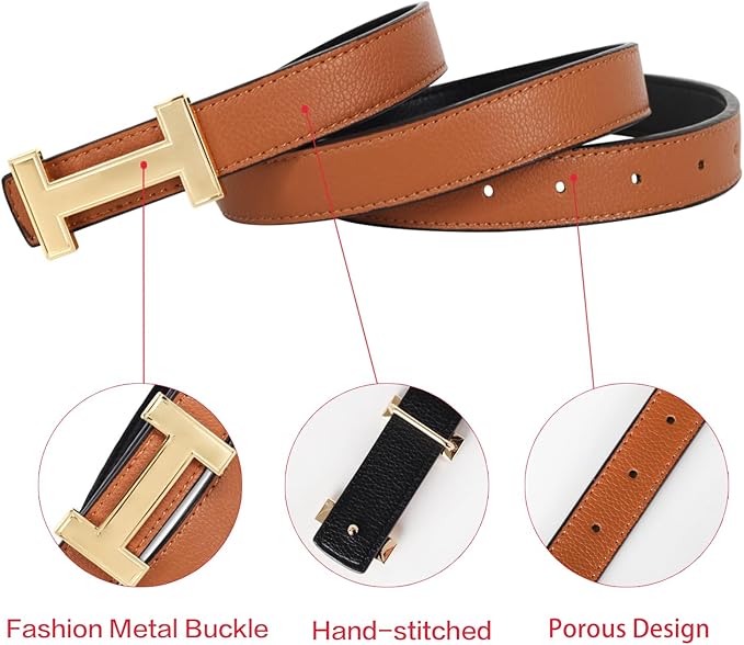 Relang Women's Belts with Gold Buckle, Fashion Waist Band, Elegant Ladies' Belt, Gift for Women