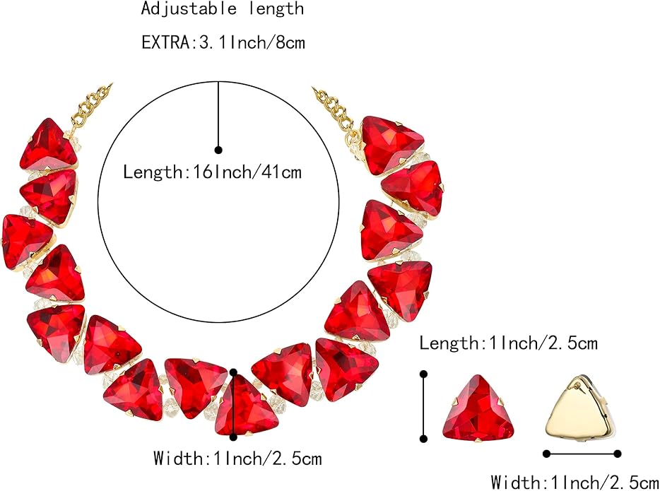 BriLove Art Deco Sparkly Triangle Statement Necklace Earrings Set for Women