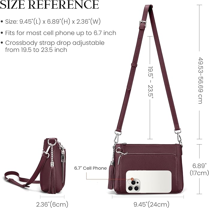befen Anti Theft Genuine Leather Crossbody Bags for Women Handbags and Shoulder Basg with Built in Wallet RFID Leather Purse