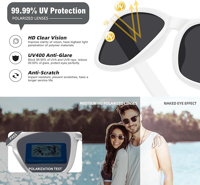 MEETSUN Polarized Sunglasses for Women Men Trendy Classic Retro Designer Style