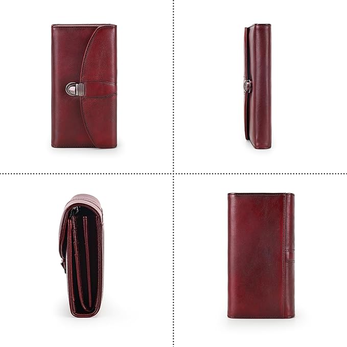 ORIREAL Women's Wallet Genuine Leather Wallet for Ladies Large Capacity Hand-Crafted Wallet Card Holder Purse