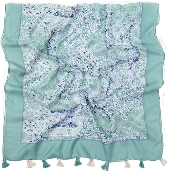 Yeieeo Boho Scarf for Women Lightweight Floral Printed Scarf Fall Winter Fashion Fringed Shawl