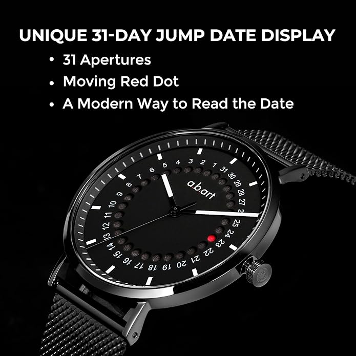 a.b.art Men's Quartz Watch, Swiss Parts Ronda Movement, Sapphire Crystal, Milanese Mesh Band, Ultra-Thin Design, 41mm Black Dial,Minimalist Bauhaus Style