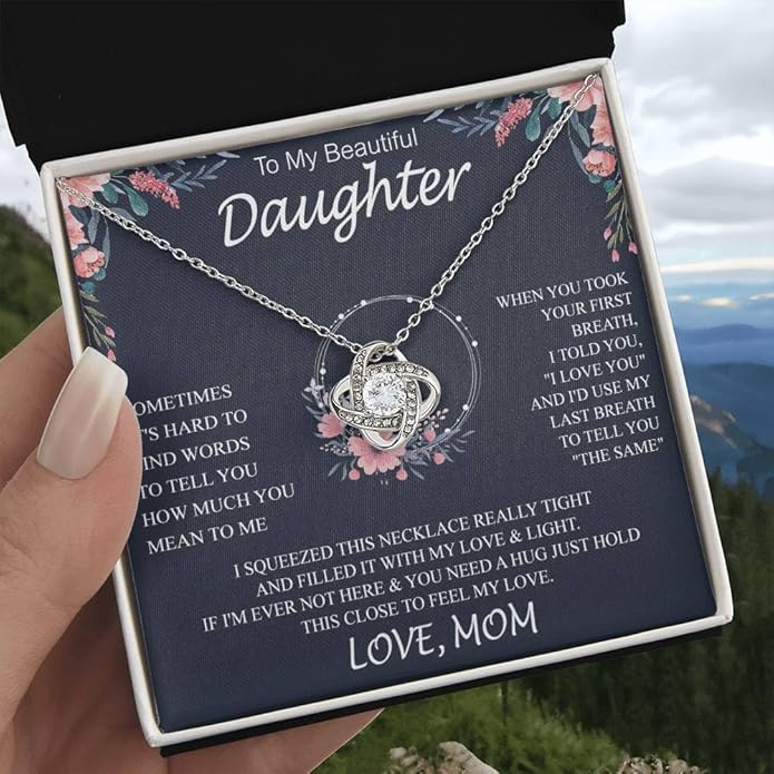 VIRAGIL To My Daughter Gift Necklace From Dad or Mom - Badass Daughter Jewelry With Heartfelt Message & Elegant Box