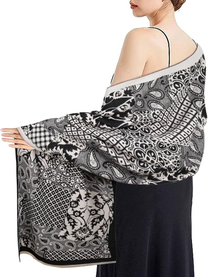 EXTREE Scarfs for Women Pashmina Silky Shawl Wrap for Evening Dressing Blanket Open Front Poncho Cape