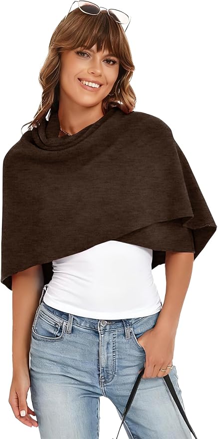 iWoo Women Soft Shawl Wraps kintted Open Front Poncho Sweater for Spring Fall Winter