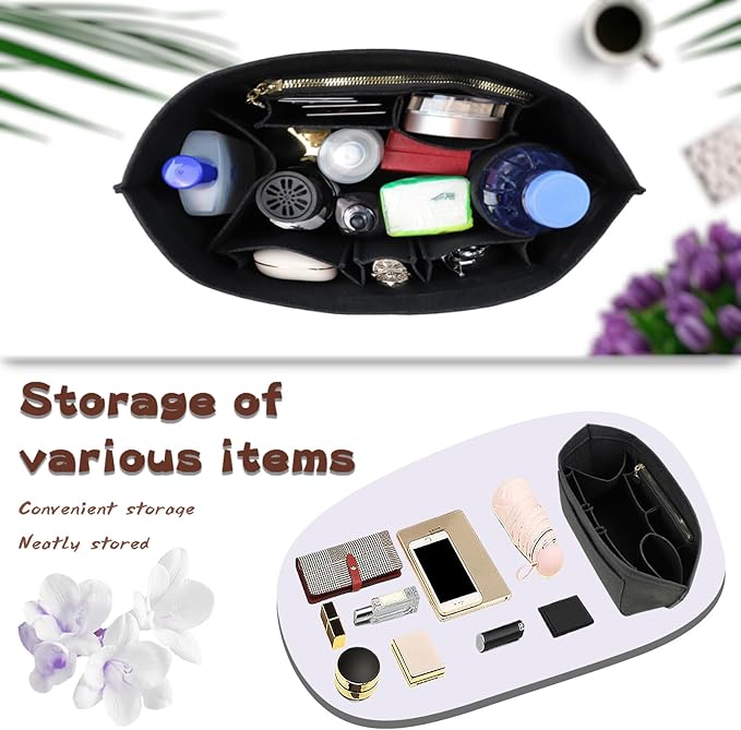 Felt Organizer Insert for Longchamp Le Pliage Handbag Women Purse organizer 1012-25black-M
