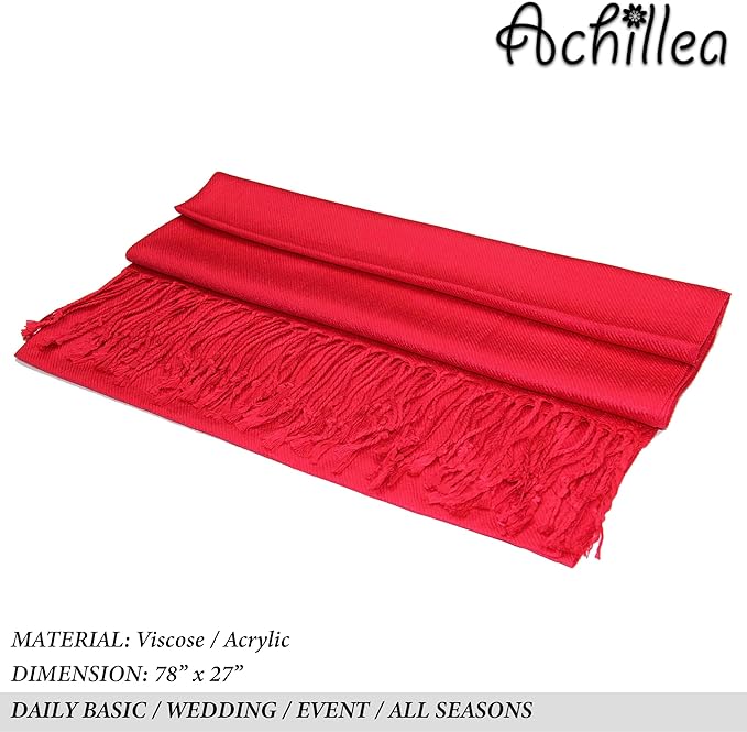 Achillea Soft Silky Pashmina Scarf for Women – Shawl Wrap for Evening Dresses, Bridesmaids, Weddings & Everyday Wear