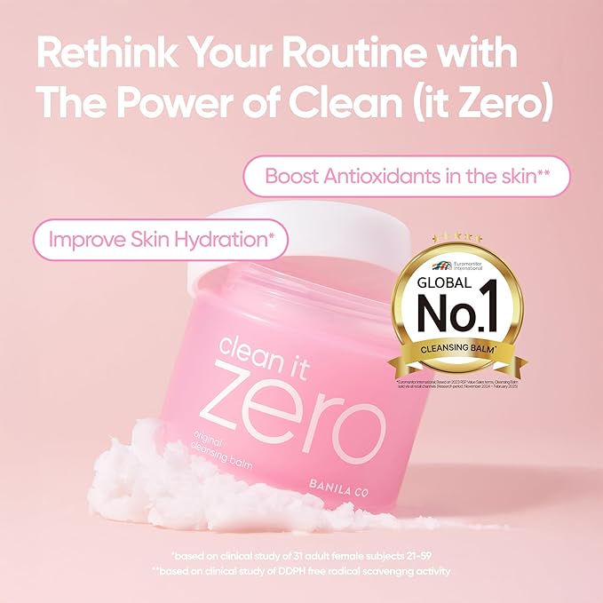 BANILA CO Clean It Zero Original Cleansing Balm Duo | Big Size 180ml + Travel Size 50ml | Korean Makeup Remover & Facial Cleanser | Vegan, Acerola Berry & Vitamin C