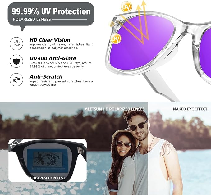 MEETSUN Polarized Sunglasses for Women Men Classic Retro Square Frame Driving Sun Glasses UV Protection