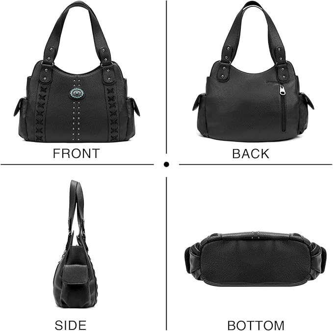 Tote Bag for Women Large Western Purse Ladies Top Handle Shoulder Handbags Vintage Embossed Concho Studs