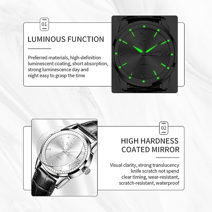 Watches for Men Adjustable Large Arabic Numerals Mens Watches Waterproof Band with Date Popular Quartz Men's Wrist Watch