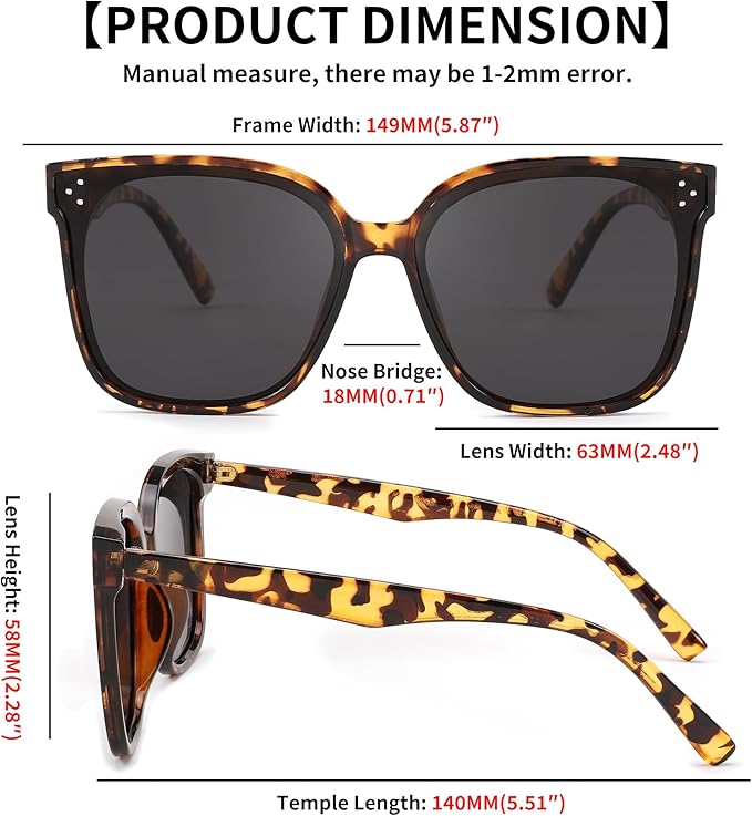 FEISEDY Oversized Polarized Sunglasses - UV400 Protection, Square Fashion Sun Glasses for Outdoor & Daily B2600
