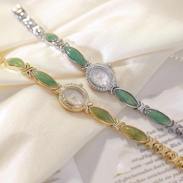 LOREO Elegant Women’s Gold Bracelet Watch Vintage Oval Dial, Waterproof Quartz Movement, Small Face Dress Watch for Ladies