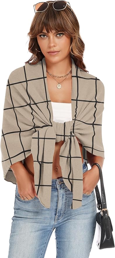 iWoo Women Soft Shawl Wraps kintted Open Front Poncho Sweater for Spring Fall Winter