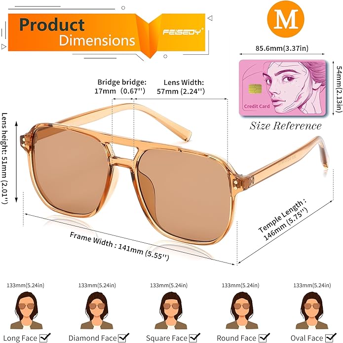 FEISEDY Retro Square Aviator Sunglasses Women Men 70s Vintage Trendy Plastic Frame Sun Glasses B2835