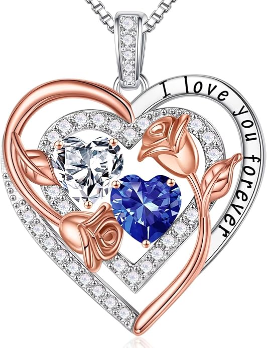 Iefil Mothers Day Gifts for Wife - Sterling Silver Birthstone Necklace Birthday Gifts for Her Wife