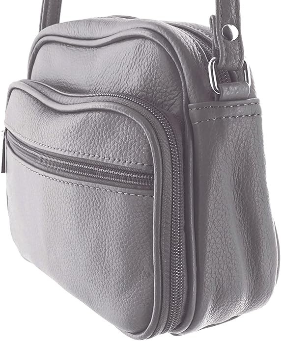 Cowhide Leather Women's Shoulder Purse Small Cross Body Organizer Bag with Many Pockets