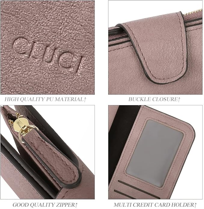 CLUCI Wallet For Women PU Leather RFID Blocking Womens Wallet Bifold Card Holder with ID Window Gifts for Women Birthday | RFID Blocking, Designer, Trifold, Card Holder, ID Window