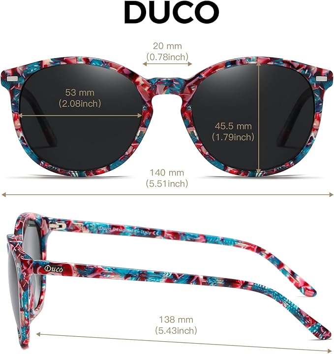 DUCO Polarized Sunglasses for Women Retro Round Women's Sunglasses Classic Vintage UV400 Shades DC1230