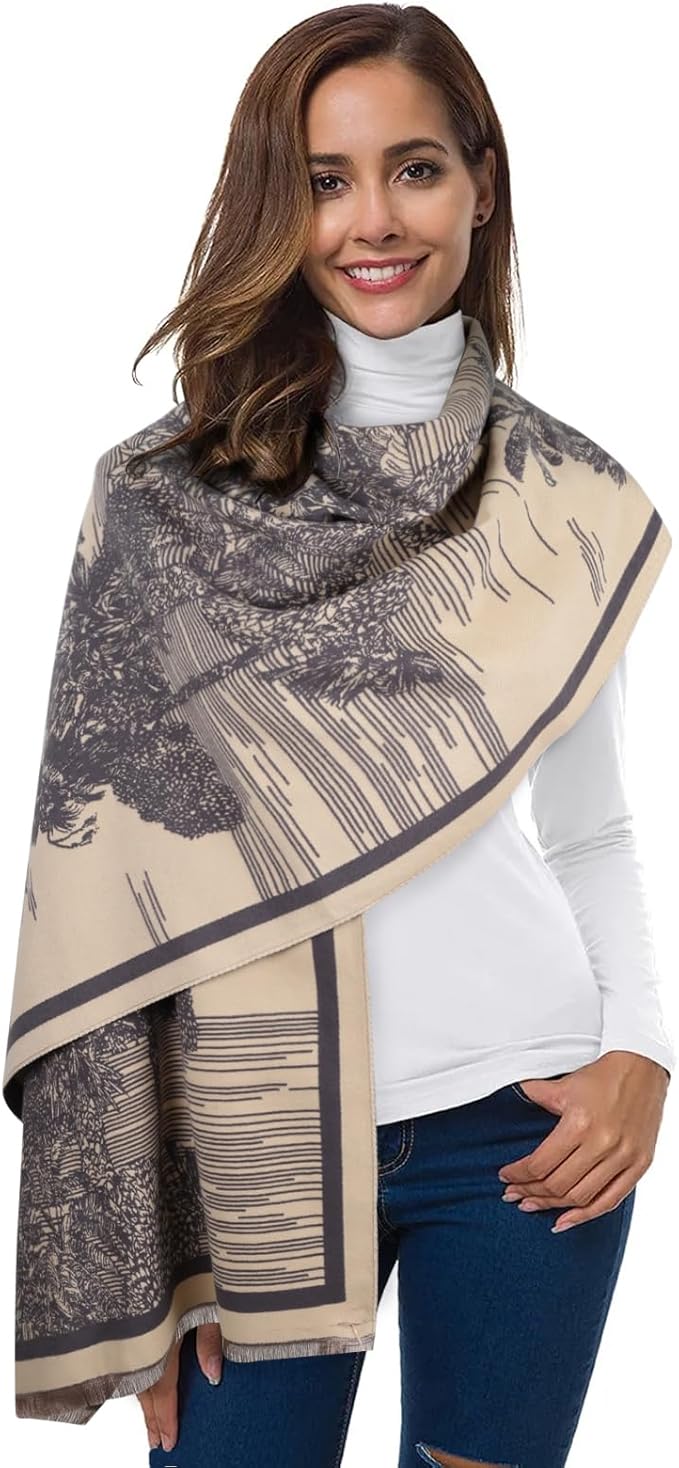 EXTREE Scarfs for Women Pashmina Silky Shawl Wrap for Evening Dressing Blanket Open Front Poncho Cape