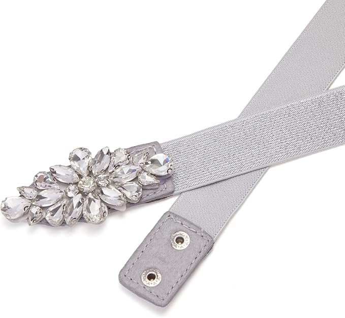 Womens Belts for Dress Fashion Rhinestone Elastic Bow Belt Skinny Waist Belt