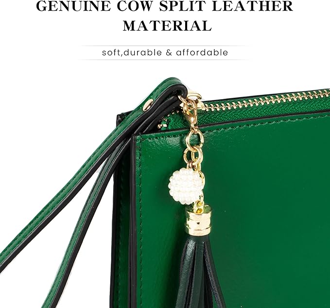 befen Genuine Leather Wristlet Clutch for Women Ultra-Slim Ladies Credit Card Holder Wallet Purses with RFID Protection